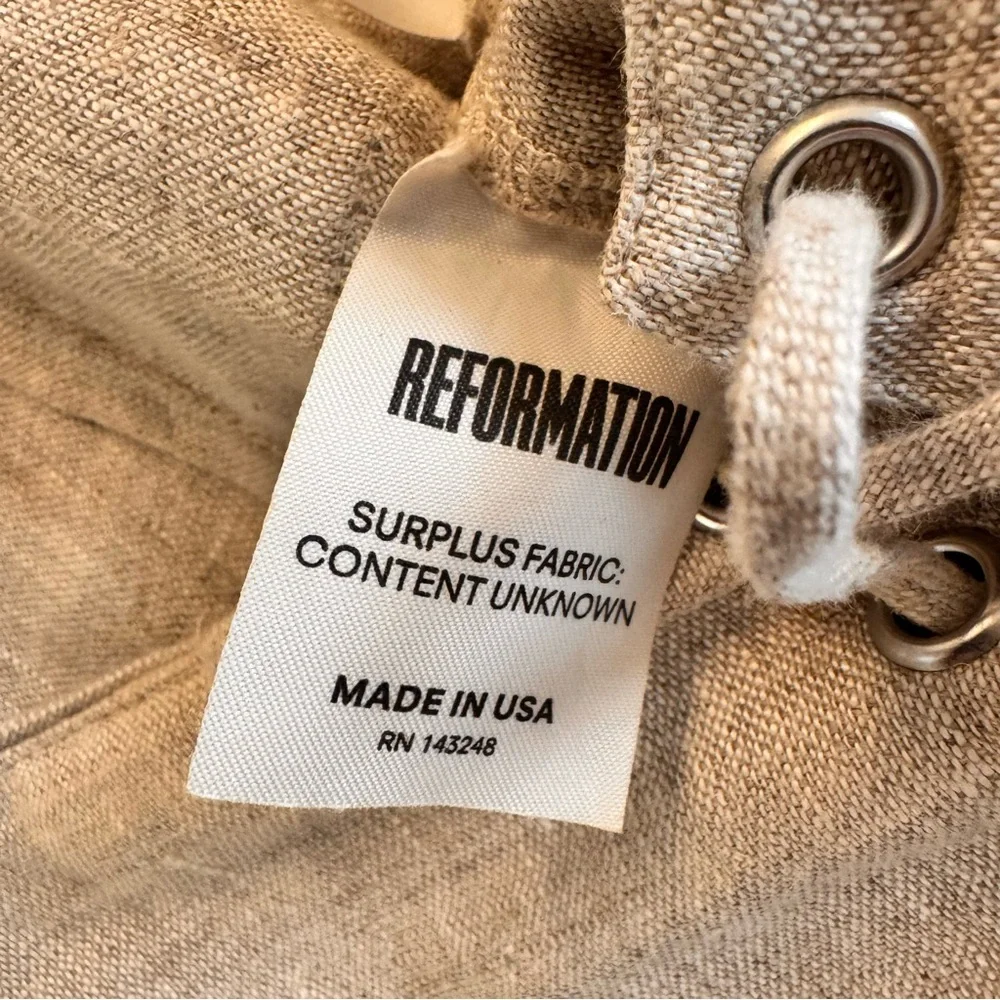 Reformation Early 2000s Lace Up Linen Wide Leg Pants